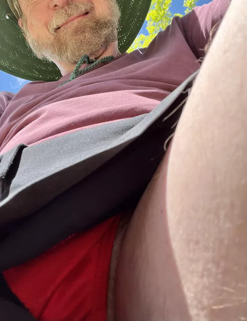 Can’t see much of the bear, but you can see the briefs.😬