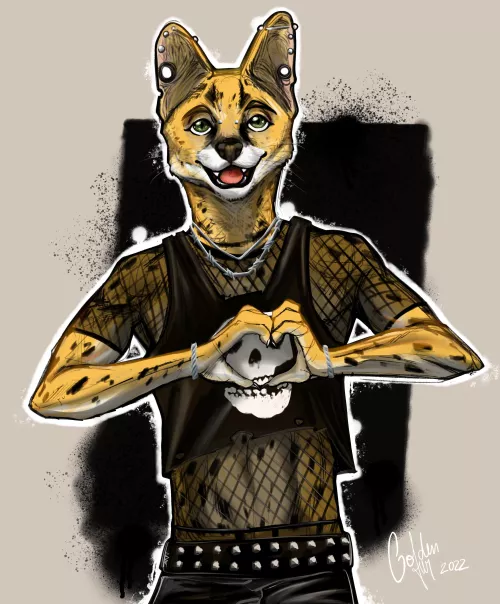 (OC) Did a lil punk serval, his name’s Viggo