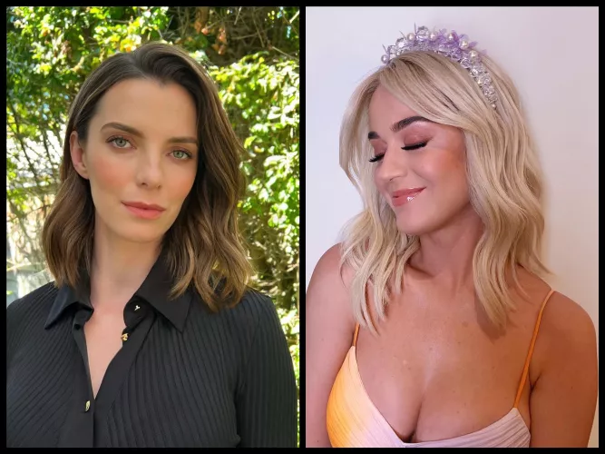 Hey, I woke up so horny for Betty Gilpin and Katy Perry. Please help me out and milk my cock as one of them.