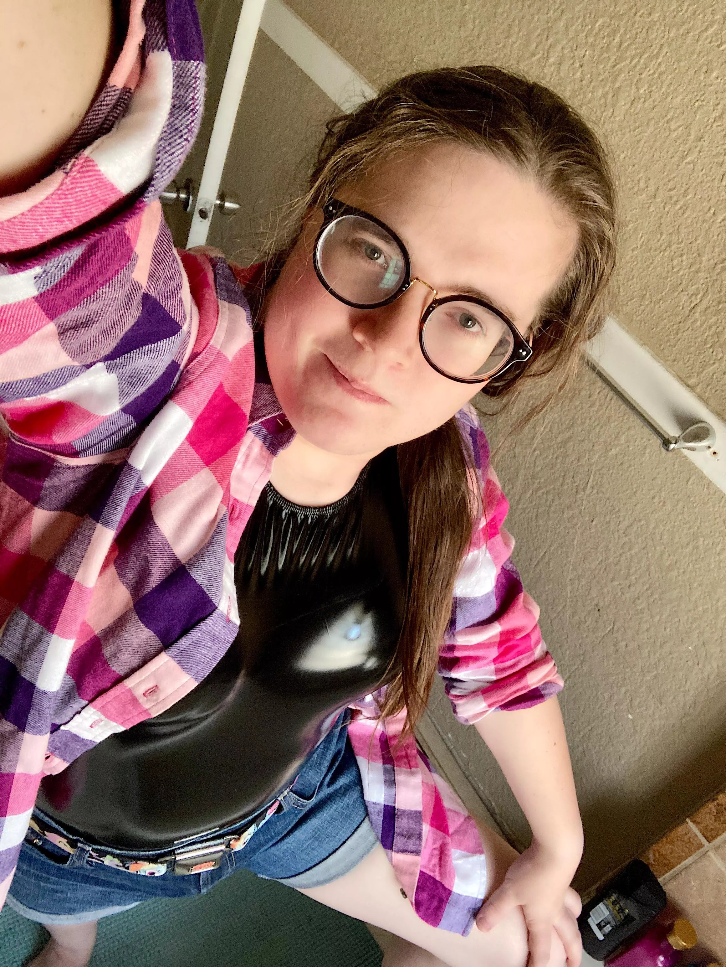 Love having wearing my shiny bodysuit under my normal street clothes.