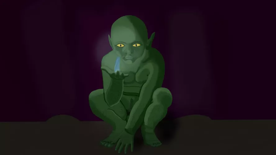 My little goblin guy. I call him Smerti.