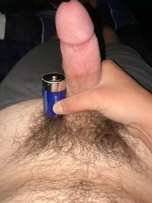 My pitifully small cock(D cell battery for scale)
