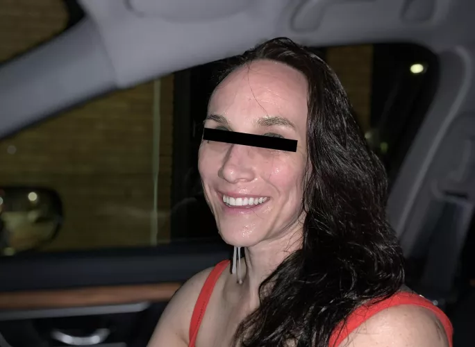 Walked to the car still dripping with cum from a bukkake
