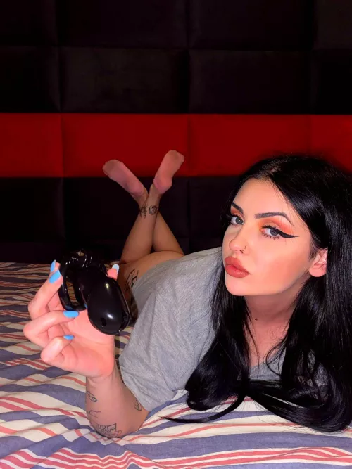 So I can take off these worn smelly socks and let you smell them, but you have to put this cage on for me.