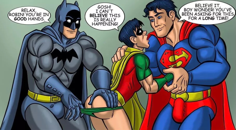 Benefits of a sidekick… [Batman, Superman, Robin] (IcemanBlue)