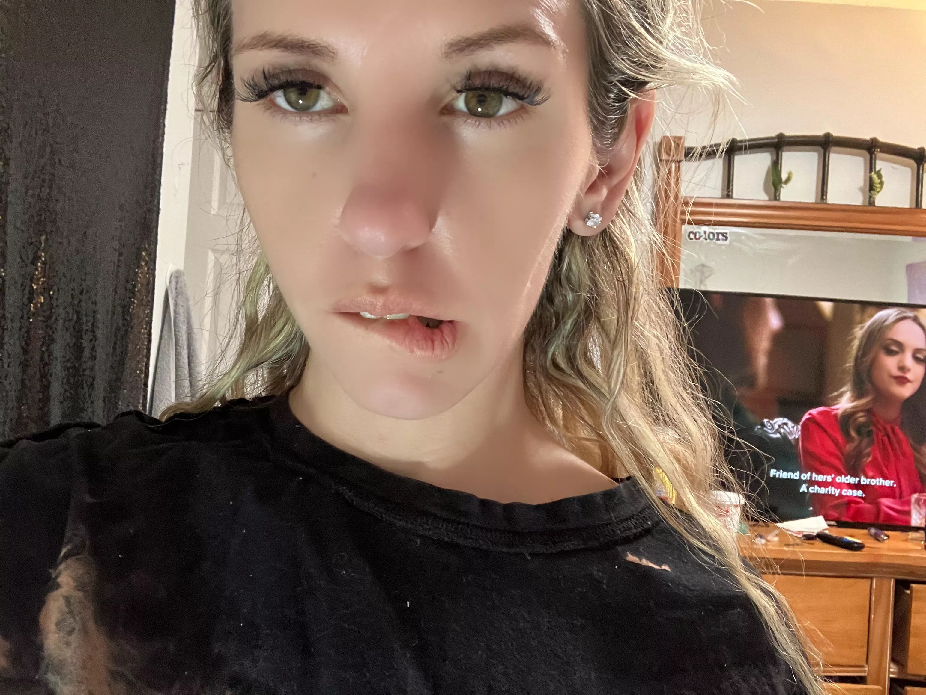 Intense lip bite