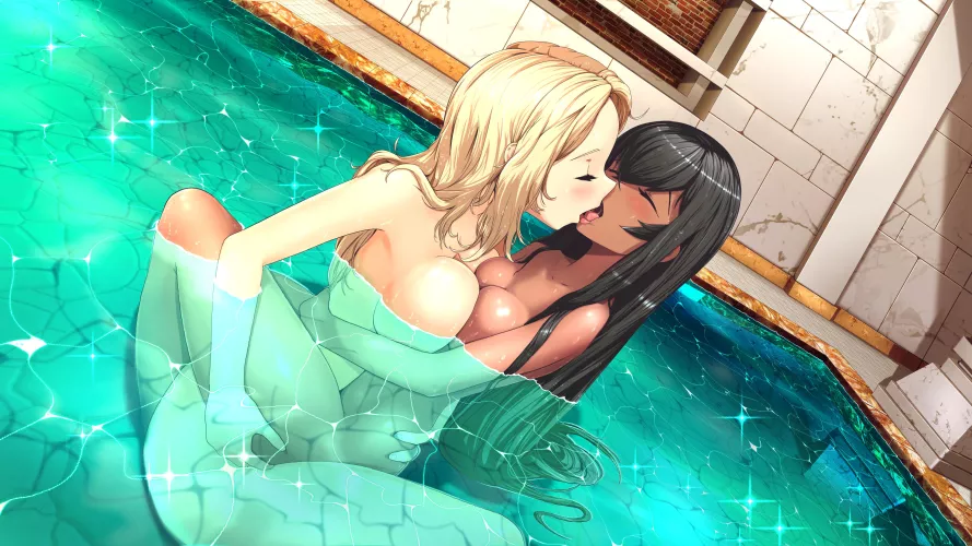 Sarah and Samayra in a bathhouse (HappyDaedalus) [The Survival of Sarah Rose]