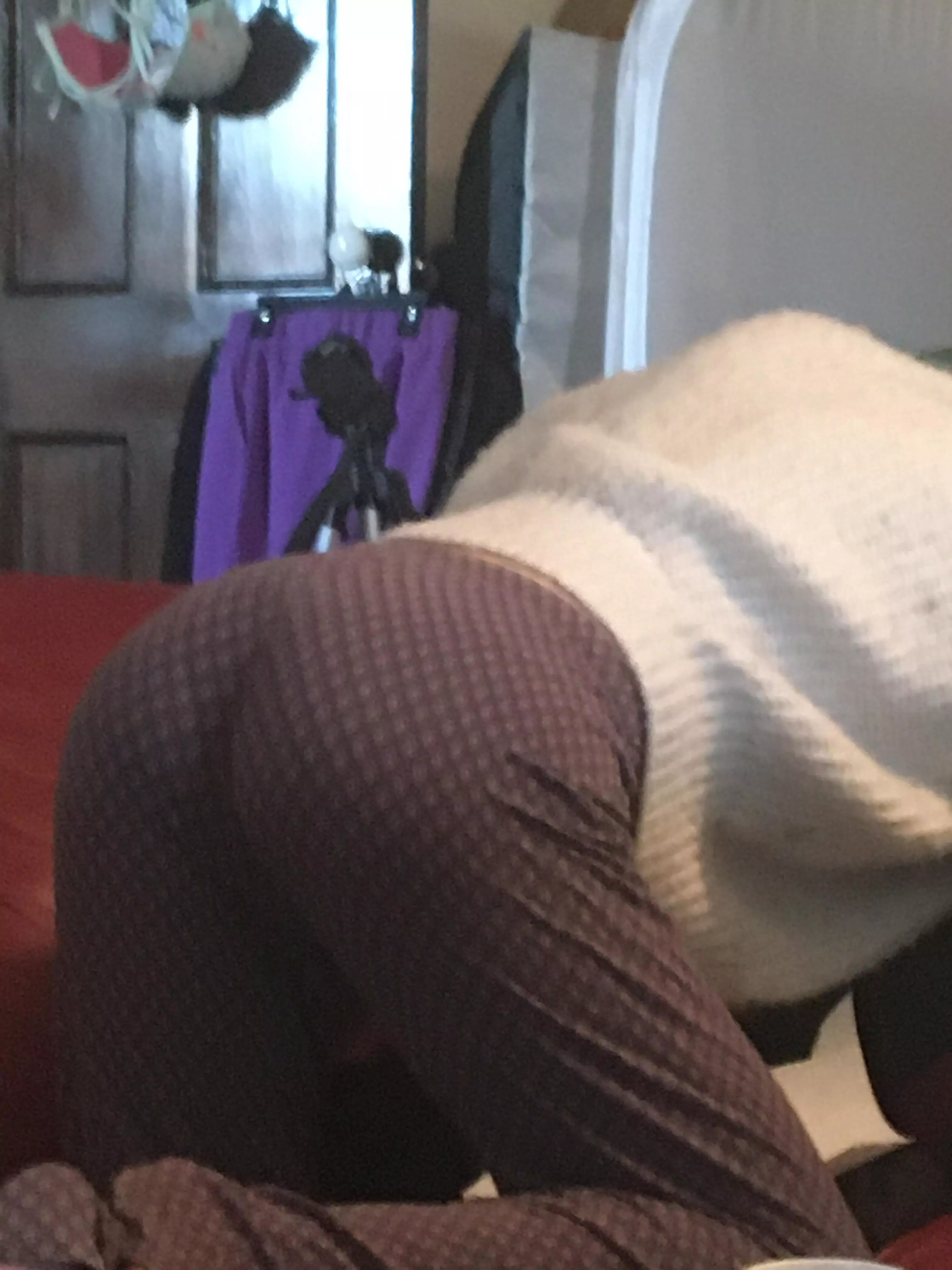 Bent over