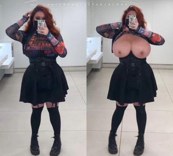 Flashing my huge tits in public!