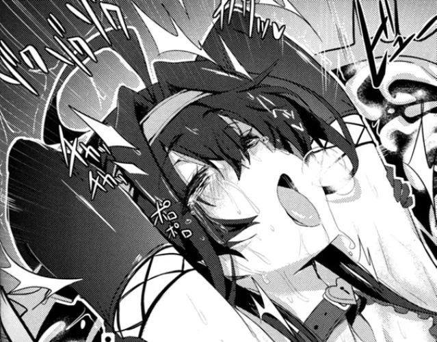 LF Mono Source: 1girl, close up, headband, heart choker, hands behind back, creampie, x-ray, ahegao, womb/uterus, blush, mouth open, tongue out, tears, saliva trails, sweat, foreign sfx, eyebrows visible through hair, hair between eyes, fishnet arm glove