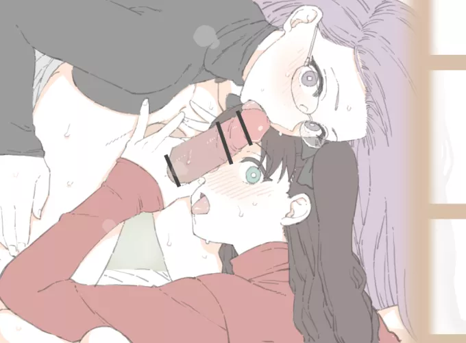 Rin and Medusa caught giving a blowjob (kireinamo)