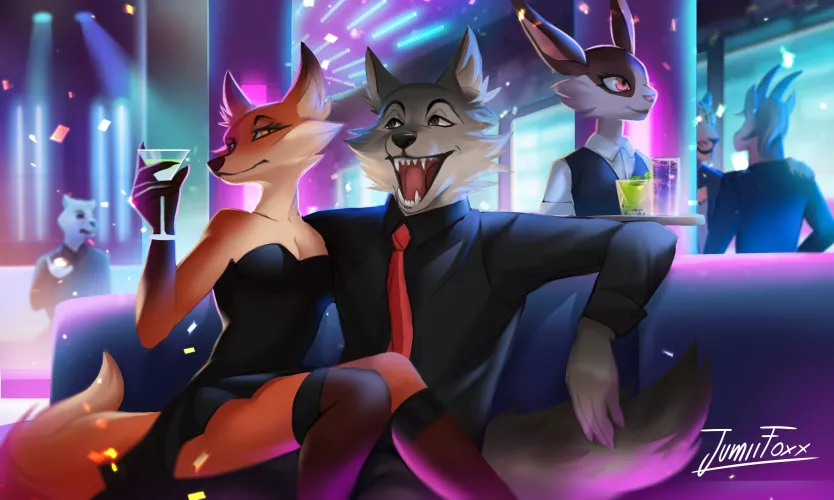 [Art By me] Night Club 🌃 My commissions are open!! (I'm @JumiiFoxx on Twitter) ʕ•ᴥ•ʔ