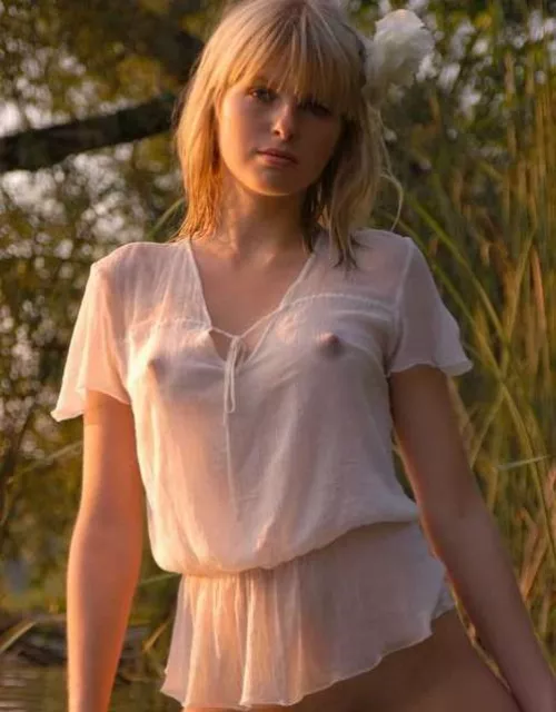 Blonde with hard nipples