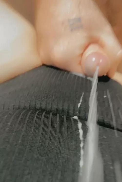 Omg he pulled out just in time to cum all over my body suit. The force hit my hand with an audible thud! I’ll post another asap so you can see me lick it up 💦