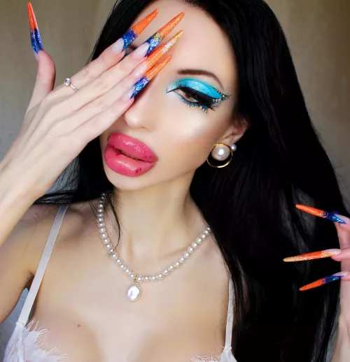 Orange long nails