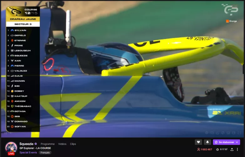 Squeezie becomes the 6th channel in the history of Twitch to cross the million viewer mark with the Grand Prix Explorer!