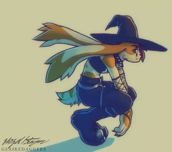 Fanart of @b0tster's new sona (art by me, @GlaireArts)