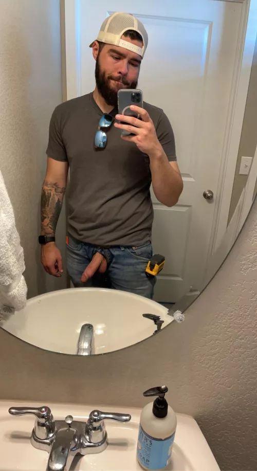 Cut cock busted out of the jeans