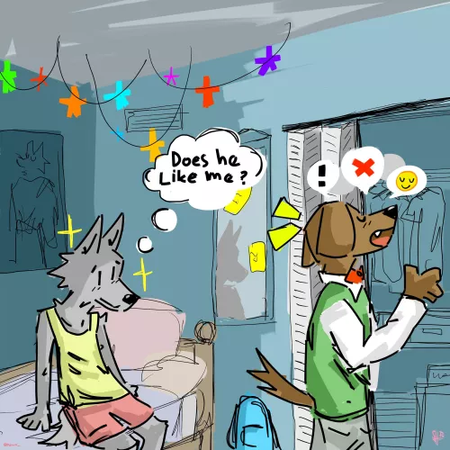 Does he like me? - Edgar and Ned! [Art made by me! | @Dexxo_ on Twitter!]