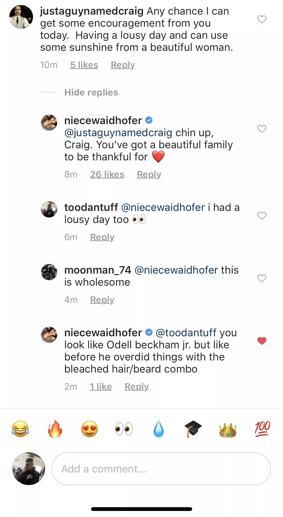 I love that she answers peoples comments
