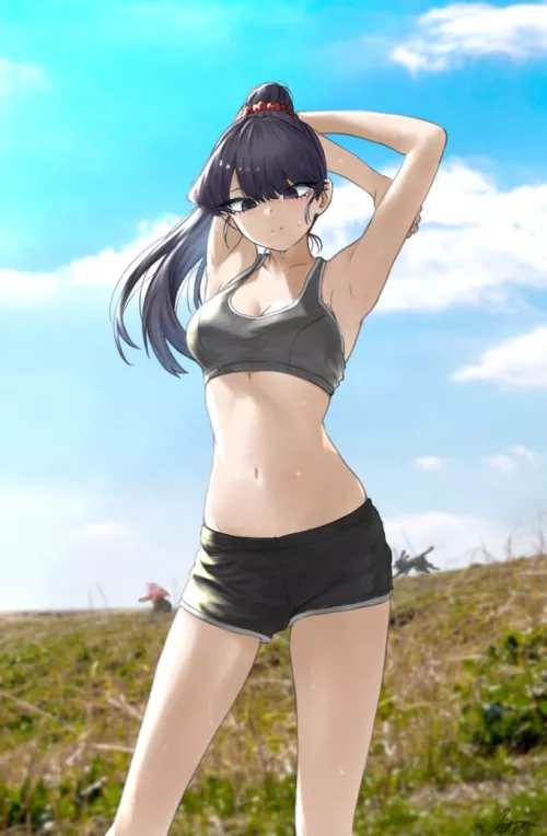 Komi stretching after a workout (By Mi) [Komi Can't Communicate]