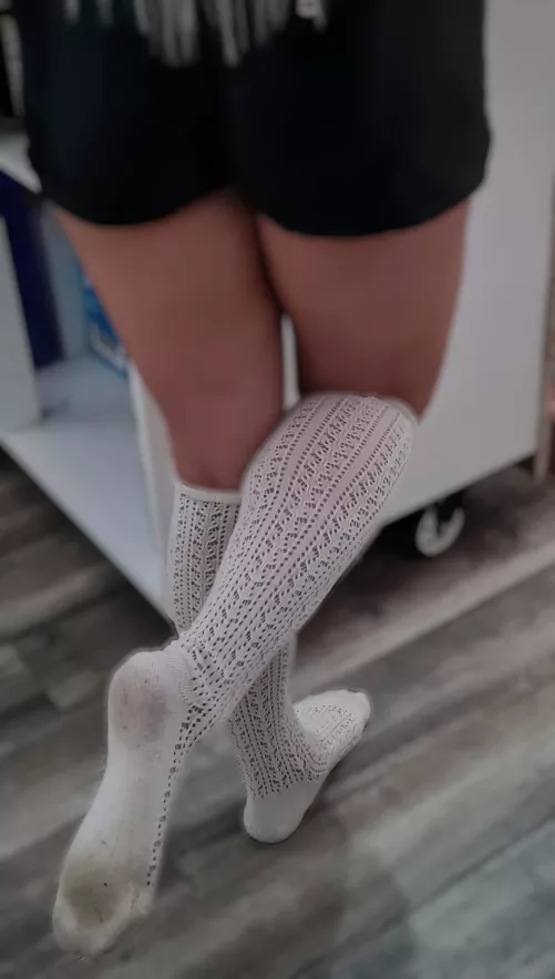 Longer socks to shove even further down your throat 😈 who loves knee highs? 🥵 [female]