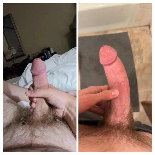 My(left) cock and my friends cock. Whose do you prefer?