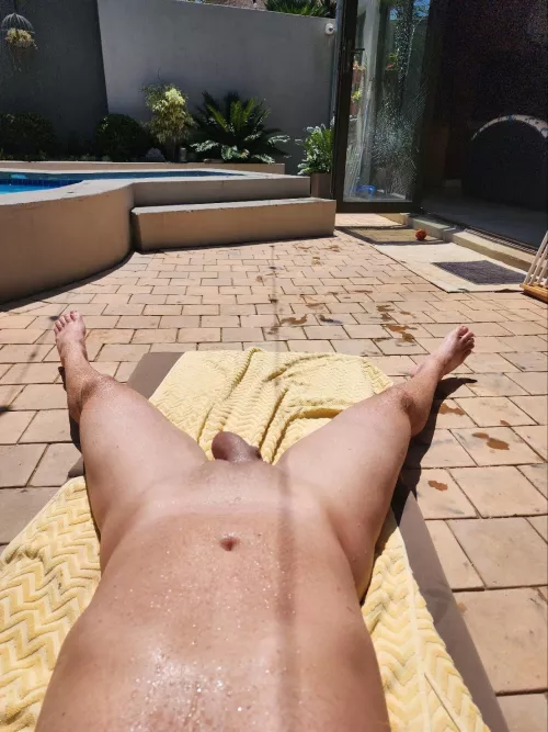Sunbathing at the pool