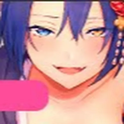 LF Color Source: 1girl, dark blue hair, heterochromia, blue eye, yellow eye, yukata, hair accessories, lip fang