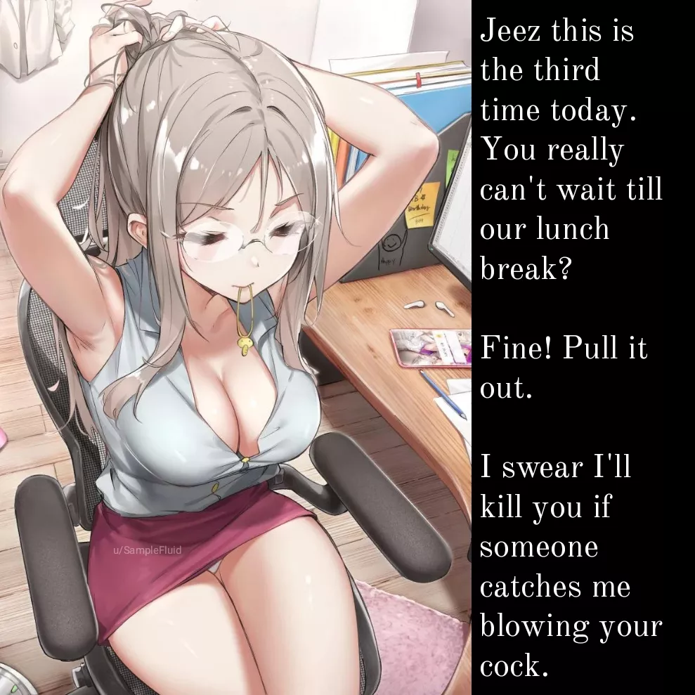 Perks of working with your girlfriend. [office] [blowjob] [big tits]