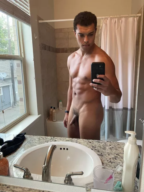 Rub your hands on my V lines in one of my friends bathrooms?