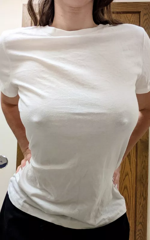 White T-shirts really have a way of showing off the nips