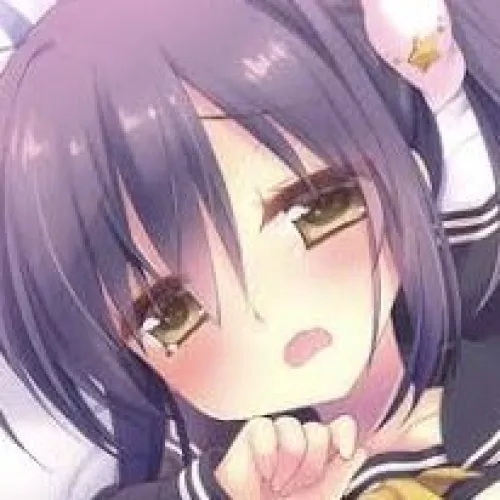 LF color source: 1girl, purple hair, tied hair, star decoration, school uniform, yellow ribbon, short hair, white bed, blush, close-up shot, closed hands, yellow eyes, open mouth