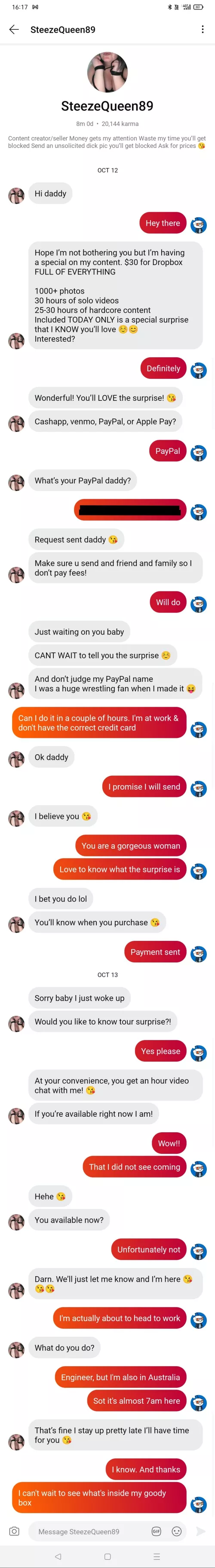 Scammer alert - r/steezequeen89