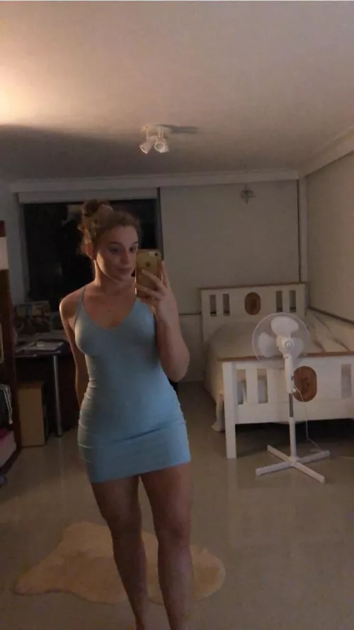 Irl girl light blue dress