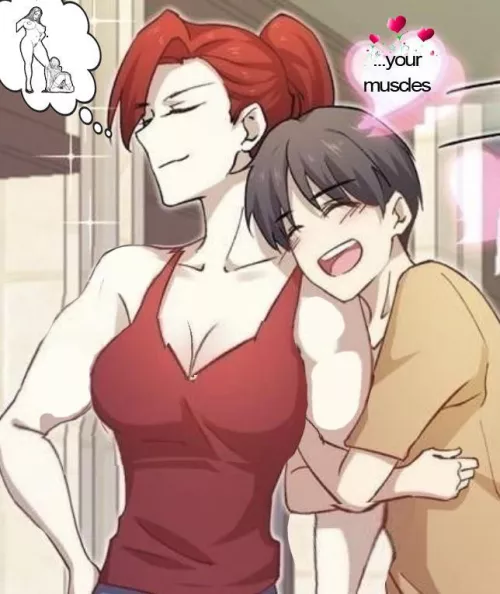 Can i be this sub’s muscular girls deliver? 👉🏻👈🏻 (Art by JackthePlow)