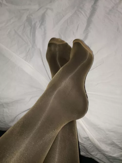 Layers and layers of nylons! So hot and sweaty 🥵