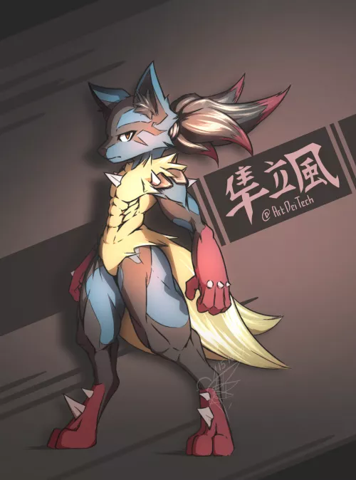 [OC] Stylized Mega Lucario fanart, digitally drawn by me!