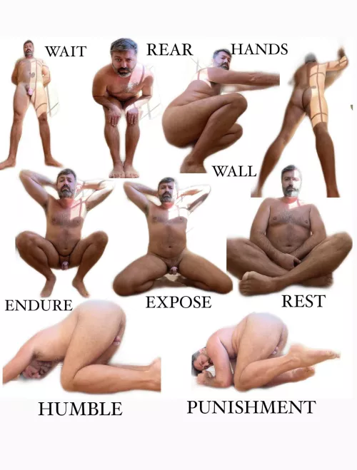 Anyone else like doing submissive poses like these? Always fun to be used as an example to teach other subs the art of submission.