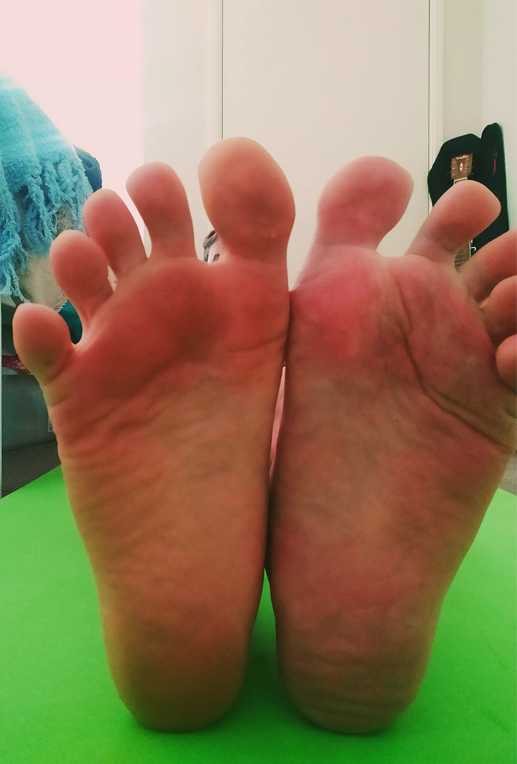 Getting sweaty on the yoga mat, cum wipe me down 😉