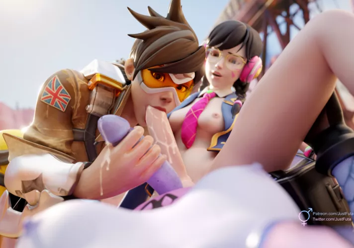 Traver in a futa 3 way with D.va and Widomaker