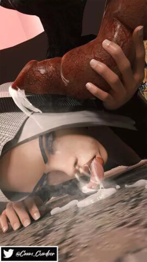 Cleaning up after a long day of taking care of her neighbor’s dog… (Coom Cumber)