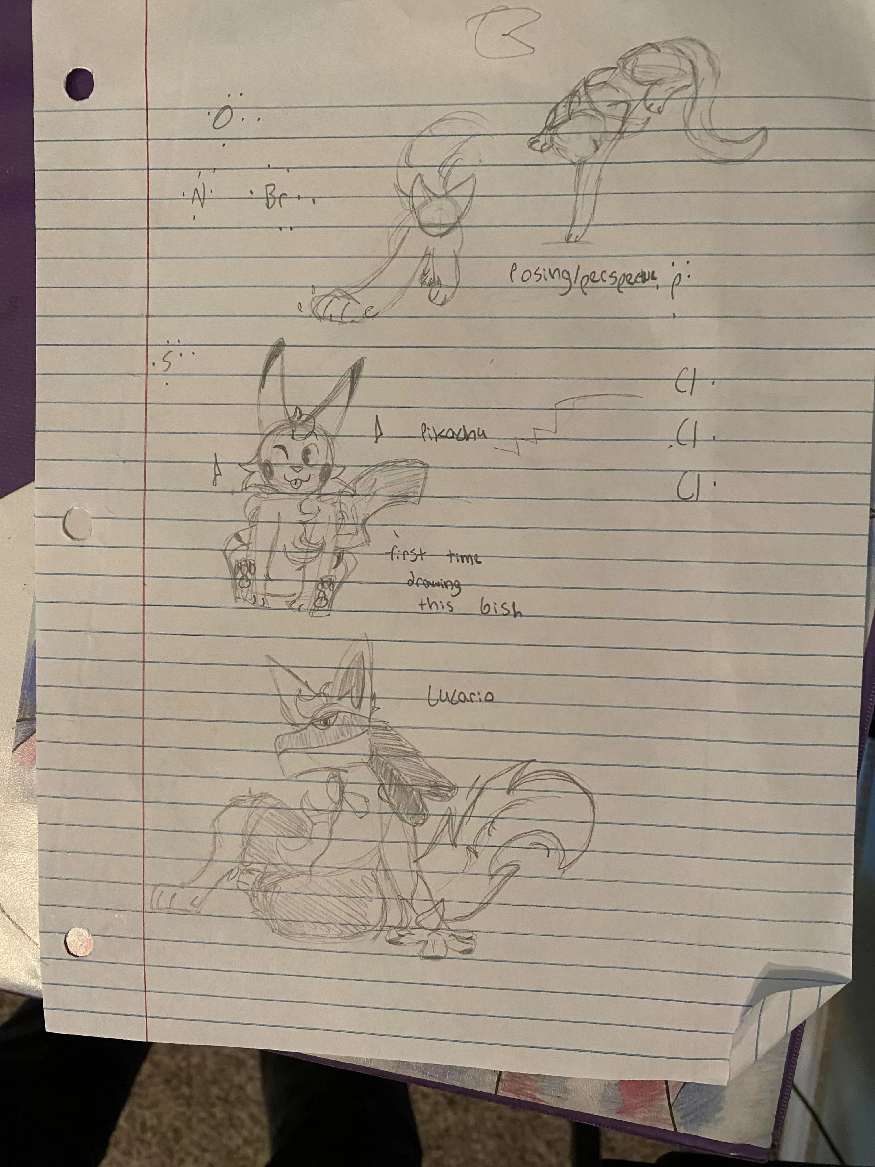 Drew in class while I was bored, not really into Pokémon so sorry for any mistakes lol