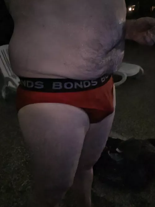 He made me strip to my Bonds briefs and get in the pool