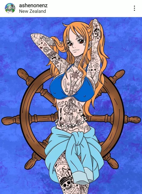 Nami Covered in pirate tattoos!