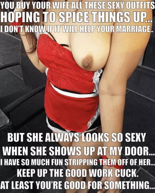 You do such a good job picking out outfits for your wife... Just look at her cuck. PERFECT. 😈
