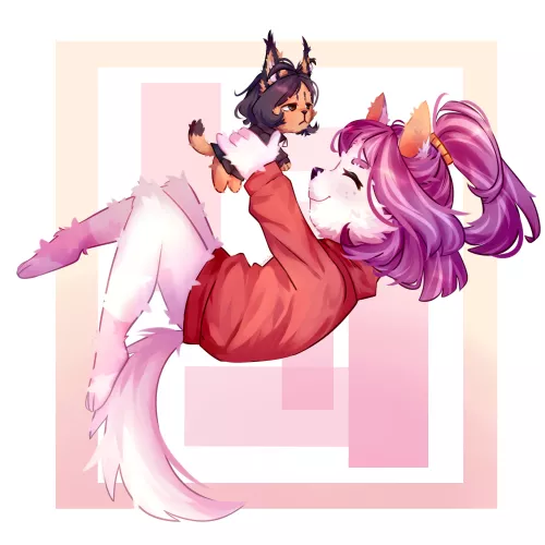 One Tami and a mini Ale floppa (Art by me) twitter: @leshuga_fntasma