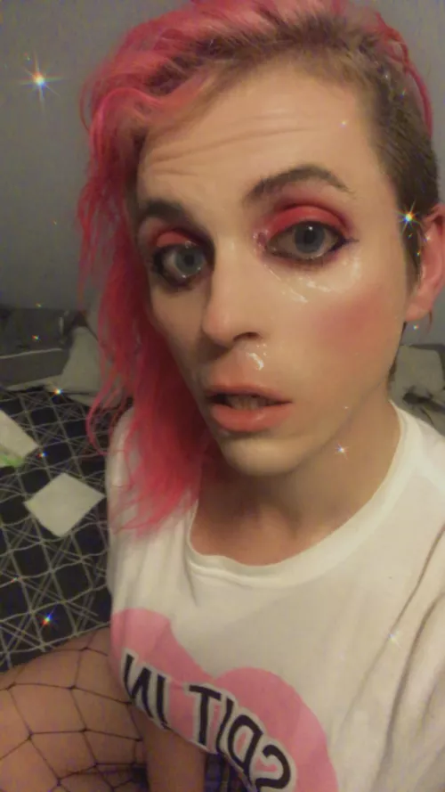 GOD, it’s been way too long since I had my face properly painted with cum, spit and gag slime like this 😻 why can’t it be a daily routine?
