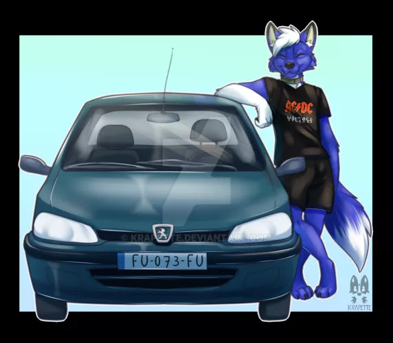 Mickael and his Peugeot [COMMISSION] (by Krapette)