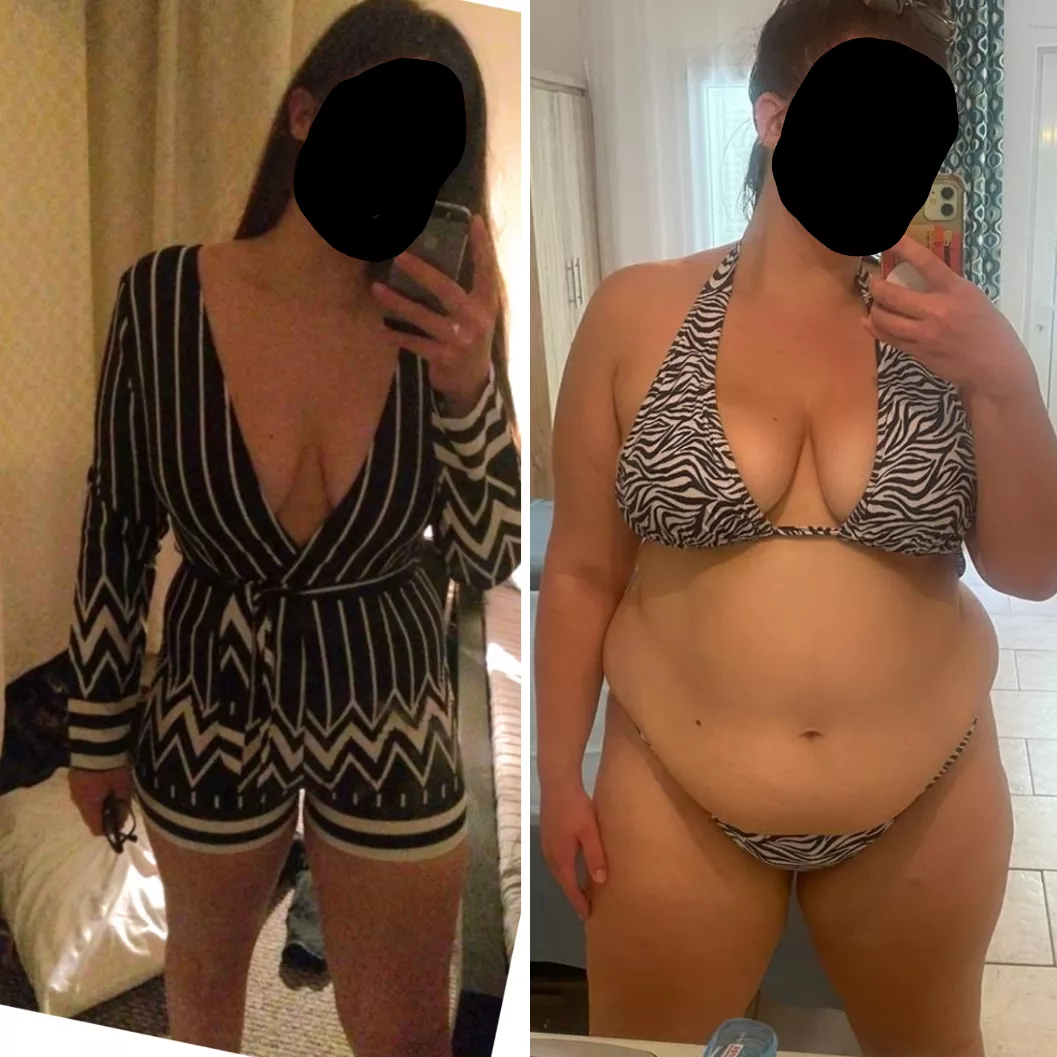 Gf outgrew her 'before' clothes about 50lbs+ ago 😅